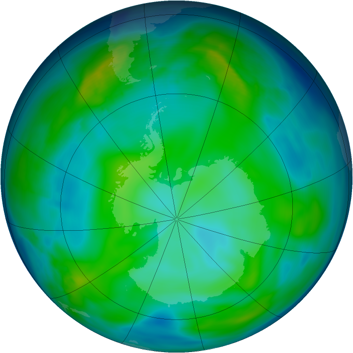 Antarctic ozone map for 17 June 2006